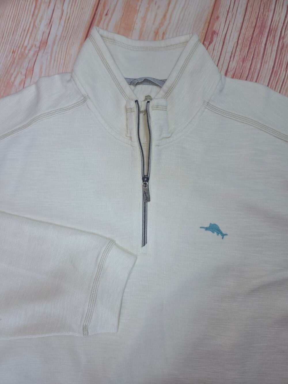 Tommy Bahama Mens White Quarter Zip Sweater XL